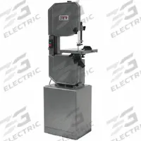 JET Band Saw: 13 1/2 in Throat Dp - Vertical, Metal: 39 to 278 SFPM/Wood: 3,300 SFPM, 16.0 A (MPN 414500). Key specifications — attr325086: JET; attr313109: 0° to 45° Right; attr313108: Metal: 39 to 278 SFPM; attr313111: 1; attr313110: 16.0 A.