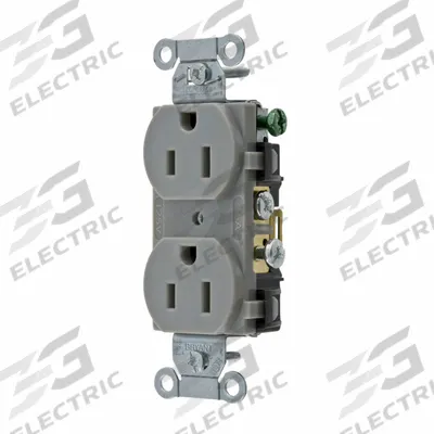 BRYANT Receptacle: Duplex, 5-15, Gray, 125V AC, 15 A, 2 Pole / 3 Wire (MPN CRS15GRY) - General Purpose Receptacles
