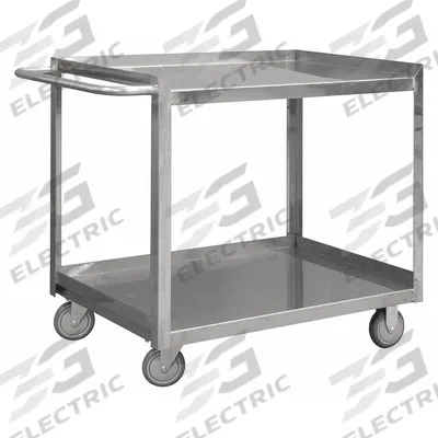 APPROVED VENDOR Utility Cart: 600 lb, 30 in L x 16 in W Shelf, 2 Shelves, Silver - Corrosion-Resistant Utility Carts