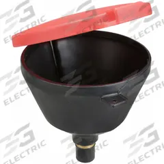 ULTRATECH Drum Funnel with Lid: Lockable, Black / Red, No Flame Arrester, 13 3/8 in x 11 in (MPN 651). Key specifications — Brand: ULTRATECH; Funnel Material: Polyethylene; For Use With: 30 gal Steel Drums and Pails; Color: Black; Lid Type: Lockable; Flame Arrester Ht: No Flame Arrester; Lid Type (sublevel): Lidded.