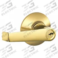 SCHLAGE Door Lockset: Office Lever Locksets, Brass (MPN F51A ELA 505). Key specifications — attr1024149: Not Ligature-Resistant; attr1011488: SCHLAGE; attr1024446: F81; attr1011524: No Message; attr1011506: Elan; attr1011485: No; attr1059461: Bright Brass, Clear Coated : Brass.