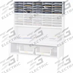 SAFCO Literature and Mail Organizer: Gray, 20 Compartments, 13 in Overall Dp, 57 1/2 in Overall Wd (MPN 7751GR). Key specifications — attr986470: No; attr986455: Gray; attr986477: Steel; attr986454: SAFCO; attr986462: 7749GR; attr986487: Mail and Literature Sorter.