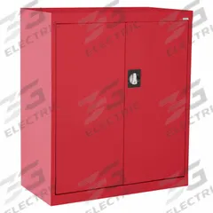 SANDUSKY Shelf Cabinet: 36 in x 18 in x 36 in, Recessed Handle & Keyed, 22 ga Panel Thick, Frame (MPN EA2R361836-01). Key specifications — Cabinet Color: Red; Method of Construction: Welded; Base Type: Frame; Assembled: Assembled; Mobility: Stationary; Adjustable Shelves: Adjustable; Cabinet Finish: Powder Coated; Door Handle Type: Recessed.