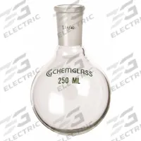 CHEMGLASS Boiling Flask: 125 mL, Colorless, Round, A, 29/42 Compatible with Stopper Size (MPN CG-1506-09). Key specifications — Shape: Round; Body Color: Colorless; Brand: CHEMGLASS; Compatible with Stopper Size: 29/42; USP Specification: Type I.