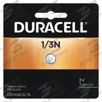 DURACELL Button Cell Battery: 1/3 N Battery Size, Lithium, 190 mAh Capacity, 3V DC, 0.45 in Dia (MPN DL1/3NBPK). Key specifications — Voltage - Batteries: 3V DC; Battery Chemistry: Lithium; Product Type: Button Cell Battery; Battery Size: 1/3 N; Brand: DURACELL; Voltage - Subhead: 3V DC.