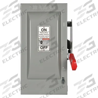 Siemens Safety Switch: Fusible, 30 A, Single Phase, 600V AC, Galvanized Steel - Fusible Safety Switches