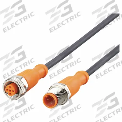 IFM Double-Ended Cordset: M12 Male Straight X M12 Female Straight, 4 Pins, Black - Double-Ended Cordsets with PUR Jacket for Twisting Applications