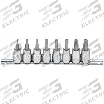 WESTWARD Socket Bit Set: 1 - 25 Pieces, 3/8 in Drive Size, 8 Pieces, T15 to T47 Tip Size Range - Torx Bit Socket Sets