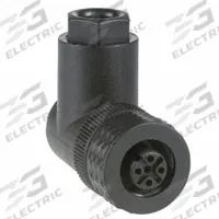 TELEMECANIQUE Internal Thread Connector: Pin, M12, IP67, 90° Angle, Plastic, 4 Pins (MPN XZCC12FCP40B). Key specifications — Connector Body Type: Pin; Brand: TELEMECANIQUE SENSORS; Thread Size: M12; Mounting Type: Female Threaded; IP Rating: IP67; Housing Material: Plastic; Connector Orientation: 90° Angle; Connection Type: Cable.