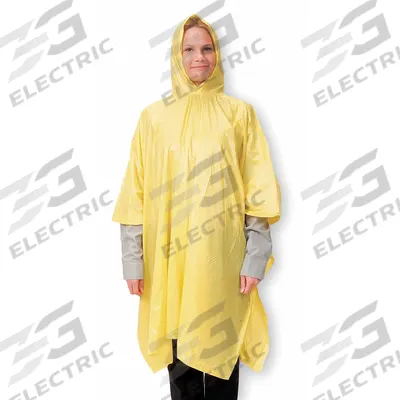 CONDOR Rain Poncho: Yellow, PVC, Disposable, Snaps, 52 in Lg, 0.1 mm Thick, Attached Hood - Hooded Rain Ponchos