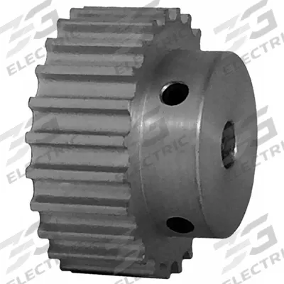 Dayton Timing Pulley: Curvilinear, Fixed, For 9 mm Belt Wd, 24 Teeth, 5 mm Pitch - HTD Section Fixed-Bore Timing Pulleys with Hub