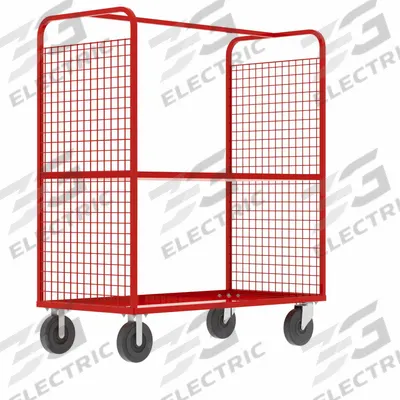 VALLEY CRAFT Cage Cart: 2,000 lb, Overall Dim. 57 in L x 30 in W x 68 in H, Adj, 1 Shelves - Dual-Side-Access with Wire Shelves
