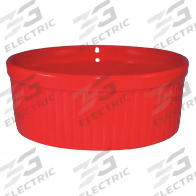 ITI Fluted Ramekin: 8 oz Capacity, Ceramic, Red, Microwaveable - Ramekins