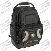 KLEIN TOOLS Tool Backpack: 13 1/2 in W 11 in D 19 1/2 in H, Polyester, Black, 36 Inside Pockets (MPN 55485). Key specifications — attr1116417: D-Ring for Hanging; attr1116432: KLEIN TOOLS; attr1116408: Black.