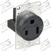 HUBBELL Receptacle: Single, 5-50, Black, 125V AC, 50 A, 2 Pole / 3 Wire (MPN HBL9360)
