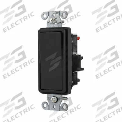 HUBBELL Wall Switch: Rocker Switch, 3-Way, Maintained, Black, 120/277V AC - Rocker Wall Switches