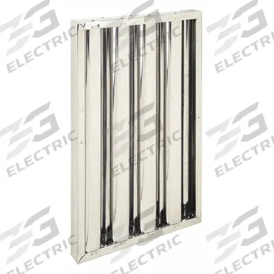 GRAINGER Range Hood Filter: 25 in x 16 in x 2 in, Stainless Steel - Grease Collection Baffle Air Filters