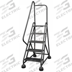 COTTERMAN Rolling Ladder: 3.8 ft Platform Ht, Partially Assembled, Steel, Wt-Actuated Auto-Lock (MPN ST-502 A2 C7 P5). Key specifications — Includes Handrails: Handrails Included; Material: Steel; Brand: COTTERMAN; Color: Black.