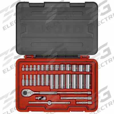 PROTO Socket Set: 3/8 in Drive, 34 Piece, SAE - SAE Socket Sets with Drive Tools