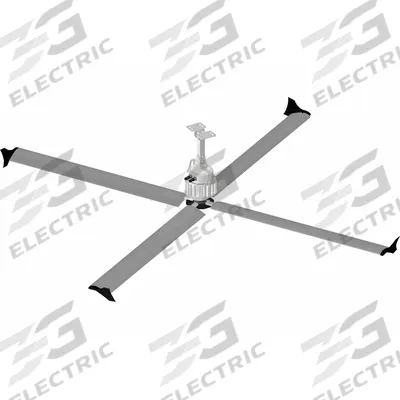 SKYBLADE Ceiling Fan: 29,942 cfm Airflow, 7 ft Blade Dia, Variable Speeds, 460V AC - Industrial HVLS Ceiling Fans