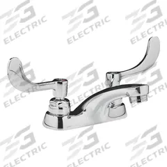 AMERICAN STANDARD Low Arc Bathroom Faucet: Monterrey, Cast Brass, Chrome Finish, 0.35 gpm Flow Rate (MPN 5500174.002). Key specifications — Includes: 1/2 in Male Inlet Shanks; Red and Blue Indexes; Brand: AMERICAN STANDARD; Series: Monterrey.