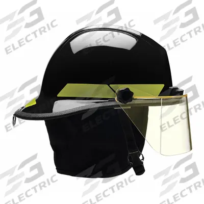 BULLARD Fire Helmet: Black, Modern Rear Brim, Chin Strap