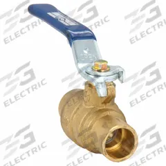 MILWAUKEE VALVE Manual Two-Way Ball Valve: 1/2 in, Brass, Straight, Sweat x Sweat, Two-Piece, Blue (MPN 1/2" BA-485BMS). Key specifications — Brand: MILWAUKEE VALVE; Handle: Memory Stop Lever.