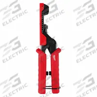 MILWAUKEE Coax Crimper: For BNC/F-Type/RCA Compression Connectors, Coax, 9 in Overall Lg (MPN 48-22-3073). Key specifications — attr470438: Coax Compression Crimper; attr470441: Coax; attr470442: RCA Compression Connectors; attr470440: Universal Plunger; attr424247: MILWAUKEE.
