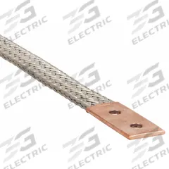 BURNDY Grounding Braid with Ferrule: 340 A Indoor/405 A Outdoor, Std Tongue, 24 in Overall Lg (MPN BE24). Key specifications — Approximate Amperage Rating: 340 A Indoor; Material: Copper Ferrules; Tongue Style: Standard; Brand: BURNDY.