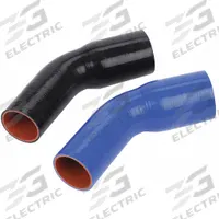 FLEXTECH Elbow Reducer: 2 1/2 in_2 3/4 in Hose Inside Dia., 12 in Hose Lg, Blue, Silicone, Silicone (MPN R45-250/275). Key specifications — Hose Cover Material: Silicone; Hose Color: Blue; Temp. Range: -65° to 350°F; Hose Tube Material: Silicone; Brand: FLEXTECH.