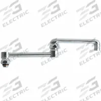 CHICAGO FAUCETS Spout: Spout, Arc, Double Jointed/Swivel Spout, Brass, Polished Chrome, Aerated (MPN DJ13JKABCP). Key specifications — Includes: Mounting Hardware; Product Type: Spout; Spout Style: Double Jointed/Swivel; Body Material: Brass; Color/Finish: Polished Chrome; Brand: CHICAGO FAUCETS.