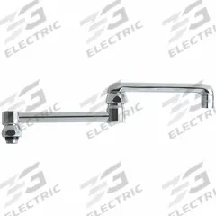 CHICAGO FAUCETS Spout: Spout, Arc, Double Jointed/Swivel Spout, Brass, Polished Chrome, Aerated (MPN DJ13JKABCP). Key specifications — Includes: Mounting Hardware; Product Type: Spout; Spout Style: Double Jointed/Swivel; Body Material: Brass; Color/Finish: Polished Chrome; Brand: CHICAGO FAUCETS.