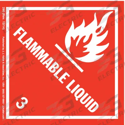 JJ KELLER Container Label: Flammable Liquid, 4 in x 4 in, 4 in Label Ht, 4 in Label Wd - Class 3: Flammable Liquids