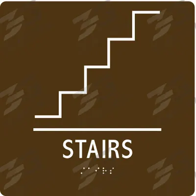 ADA Braille Facility Sign: Modified Acrylic, Adhesive Sign Mounting - Square Stairway Signs