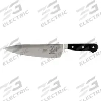MERCER CUTLERY Chef Knife: Taper Ground Edge, 8 in Overall Lg, Steel Blade, Black Handle, Forged (MPN M23510). Key specifications — Sub-brand: Renaissance; Brand: MERCER CUTLERY; Blade Material: Steel; Blade Type: Taper Ground Edge; Forged/Stamped: Forged; Handle Color: Black; Handle Material: Glass Reinforced Polyoxymethylene; Knife Type: Chef's Knife.