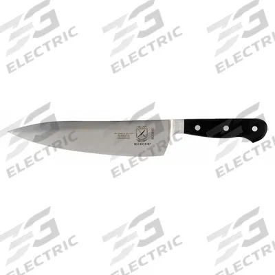 MERCER CUTLERY Chef Knife: Taper Ground Edge, 8 in Overall Lg, Steel Blade, Black Handle - Chef's Knives