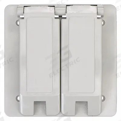 CANTEX Weatherproof Cover: PVC, FS, Double Duplex, 2 Gangs, 4 11/16 in Overall Ht - PVC Weatherproof Electrical Box Covers
