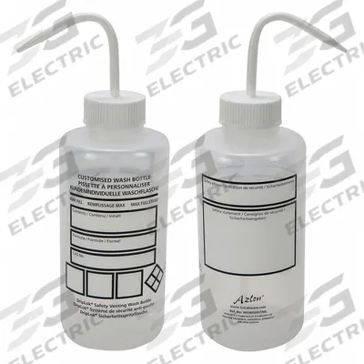 DYNALON Wash Bottle: 1 L, Write-On, White, Wide, Std Spout Spout - Wide Mouthed Standard Spout Wash Bottles