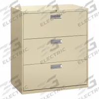 HON Lateral File Cabinet with Drawer: Putty, 3 Drawers, 39 1/8 in Overall Ht, 18 in Overall Dp (MPN H683.L.L). Key specifications — attr988670: Unfinished; attr988694: Steel; attr988716: Lateral File Cabinet with Drawer; attr988691: Integrated; attr988652: HON; attr988656: Putty; attr988720: Handle.