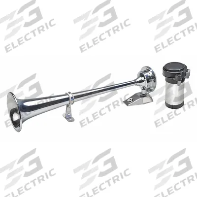 WOLO Air Horn: 12V DC, High Tone, Air, Silver, Chrome Plated, 120 dB Sound Level - Max - Air-Powered Horn Kits