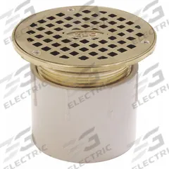 ZURN Floor Drain: 5 1/4 in Overall Dia, 5 1/4 in Grate Size, 4 in Nominal Pipe Size, Plastic, Round (MPN FD2210-PV4). Key specifications — Color: White; Brand: ZURN.