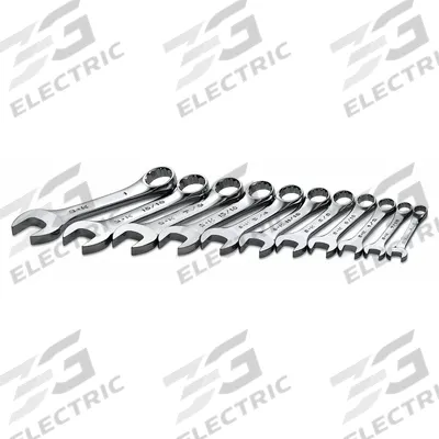 SK PROFESSIONAL TOOLS Combination Wrench Set: Alloy Steel, Chrome, 11 Tools - SAE 12-Point Combination Wrench Sets