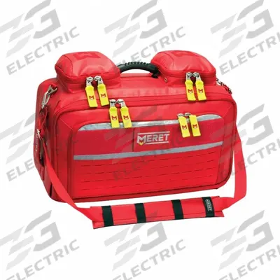 MERET USA Oxygen Bag: 22 in L x 15 in W x 9 1/2 in D, Tarpaulin, Red, 11-20 in/30+ in - Medical Briefcase-Style Bags