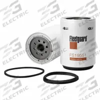 FLEETGUARD Automotive Fuel Filter: 13 5/8 in Overall Lg, 4 3/8 in Outside Dia, Diesel Fuel, Diesel (MPN FS19551). Key specifications — Brand: FLEETGUARD; Includes: Bowl Gasket; Compatible Vehicle Type: Trucks; Compatible Vehicle Make: Fendt.