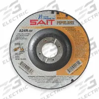 SAIT Cut-Off & Grinding Wheel: Type 27, 4 1/2" x 1/8" x 7/8", Aluminum Oxide, 24 Grit, A24R Pipeline (MPN 22030). Key specifications — Series: A24R Pipeline; Brand: UNITED ABRASIVES-SAIT.