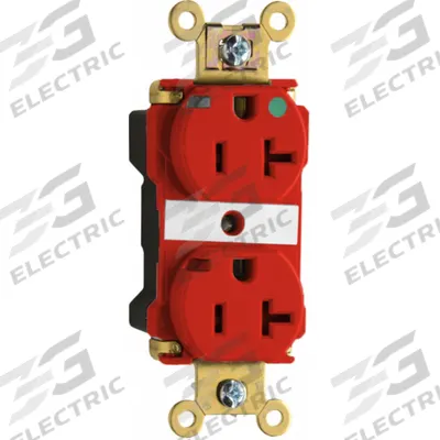 PASS & SEYMOUR Receptacle: Hospital Grade, Duplex, 5-20R, Red, 125V AC - General Purpose Receptacles