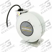 HUBBELL WIRING DEVICE-KELLEMS Extension Cord Reel: Ratchet Lock, 80 ft Cord Lg, 12 AWG, SJO, White (MPN HBLI80124). Key specifications — Retractable Cord Ending NEMA Configuration: Bare Wire; Brand: HUBBELL WIRING DEVICE-KELLEMS.