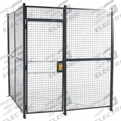 WIRECRAFTERS Partition Cage: 8 ft W x 8 ft D 8 ft H, Gray, 4 Sides - WireCrafters Welded-Wire