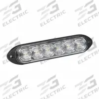 GROTE Warning/Directional Light: Combo Warning and Directional Light, Amber/Green/White, LED (MPN 79110). Key specifications — Operating Voltage: 12 to 24V DC; Number of Flash Patterns: 12; Electrical Connection: Blunt Cut Wires; Mount Type: Screw; Brand: GROTE; Shape: Rectangular.