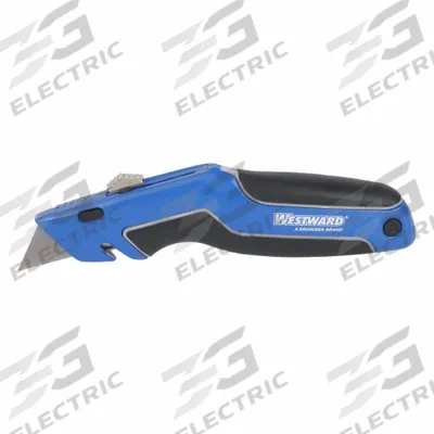 WESTWARD Utility Knife: 6 1/2 in Overall Lg, Steel Std Tip, Rubberized, Plastic - Retracting Utility Knives